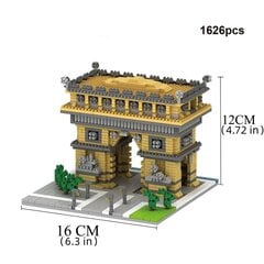 (Triumfo lankas krepšyje)ŽINOTI PASTATYTI Big Ben Micro Mini blokeliai Statybiniai blokai suaugusiems Architektūra Žaislai Rinkiniai Triumfo lanko Luvro Eifelio bokšto plytos цена и информация | Пазлы | pigu.lt