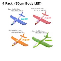 4Packs 50CM putplasčio lėktuvų rinkiniai skraidantis sklandytuvo žaislas su LED lempute, rankiniu būdu mesti lėktuvo rinkiniai lauko žaidimo lėktuvų modelių žaislai vaikams kaina ir informacija | Kolekciniai modeliukai | pigu.lt