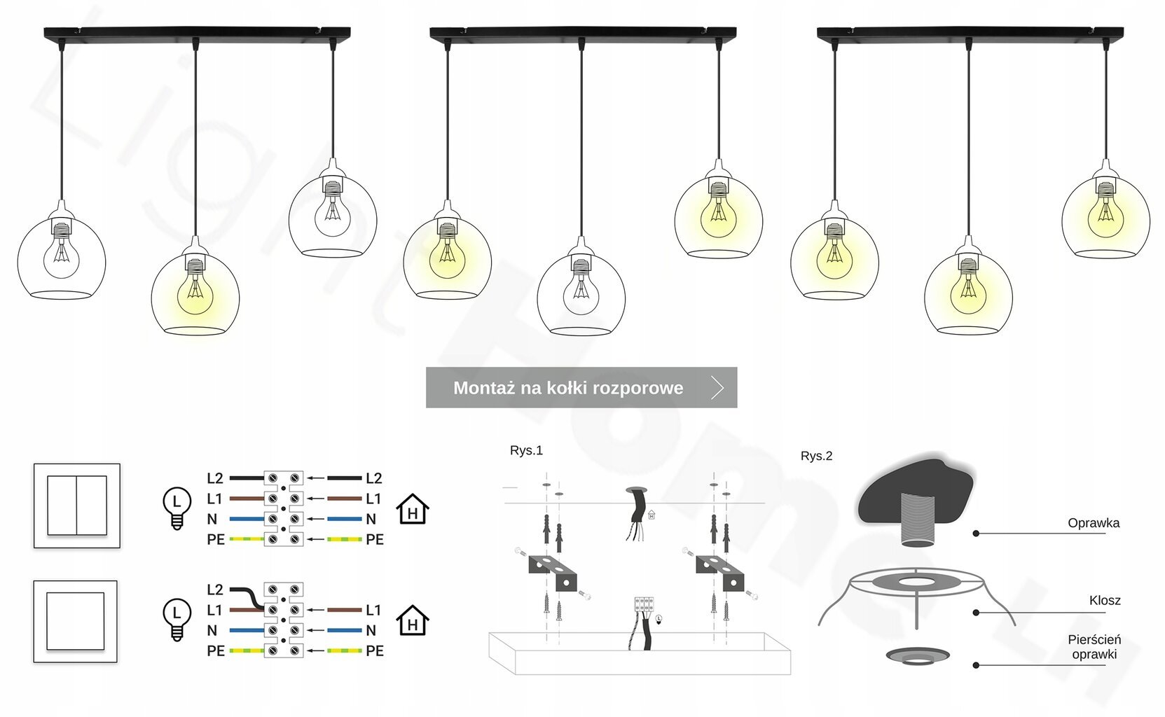 LightHome pakabinamas šviestuvas Bergen kaina ir informacija | Pakabinami šviestuvai | pigu.lt