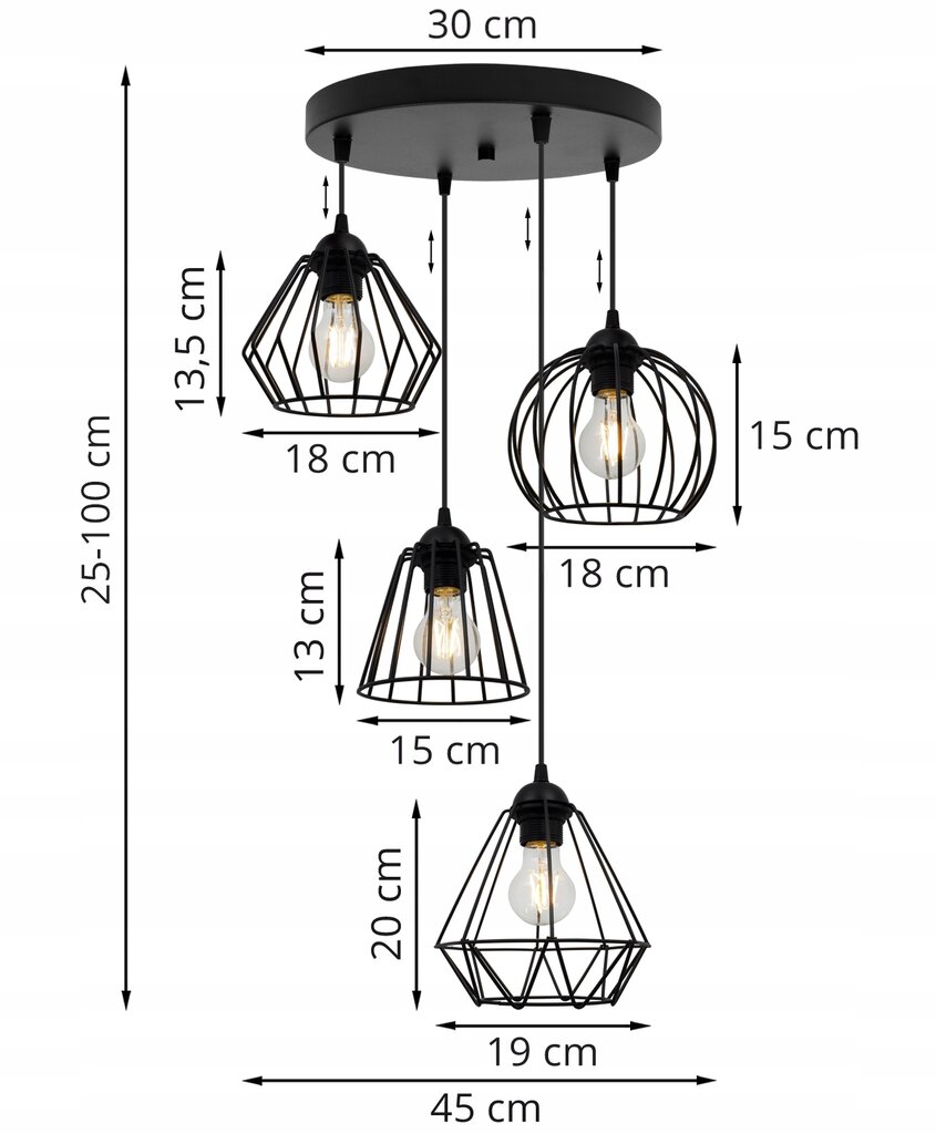 LightHome pakabinamas šviestuvas Edison kaina ir informacija | Pakabinami šviestuvai | pigu.lt