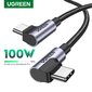 UGREEN Greito įkrovimo USB-C laidas - 60 W kampinis pilkas, 2 m. цена и информация | Telefono laikikliai | pigu.lt