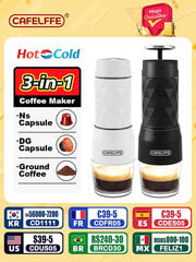 White Style Cafelffe 3 in 1 nešiojamasis kavos aparatas karšto/šalto vandens rankinis espreso kavos virimo aparatas, skirtas kapsulėms ir žemei rankiniam presui alaus darykla žygiams pėsčiomis kaina ir informacija | Kavos aparatai | pigu.lt