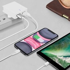 Dvigubas USB 3A Smart IC dvigubas maitinimo įkroviklis iPhone iPad kabelis Swissten Slim White kaina ir informacija | Kabeliai ir laidai | pigu.lt