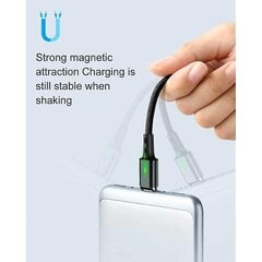 Elough iPhone Lightning magnetinis įkrovimo kabelis 1 metras su LED lempute - 3A greito įkrovimo pintas nailono įkroviklio duomenų kabelis Android juodas kaina ir informacija | Kabeliai ir laidai | pigu.lt