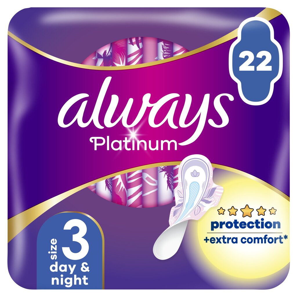 Higieniniai paketai Always Platinum Size 3, Day & Night, 22 vnt. kaina ir informacija | Tamponai, higieniniai paketai, įklotai | pigu.lt