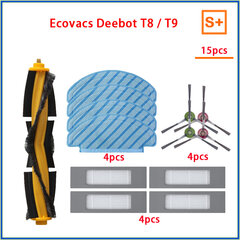 (15 vnt.)Dėl Deebot T9 AIVI T8 AIVI N8 Pro dulkių maišelio Dalys Pagrindinis šoninis šepetys HEPA filtras Robotas dulkių siurblio keitimo priedai цена и информация | Аксессуары для пылесосов | pigu.lt