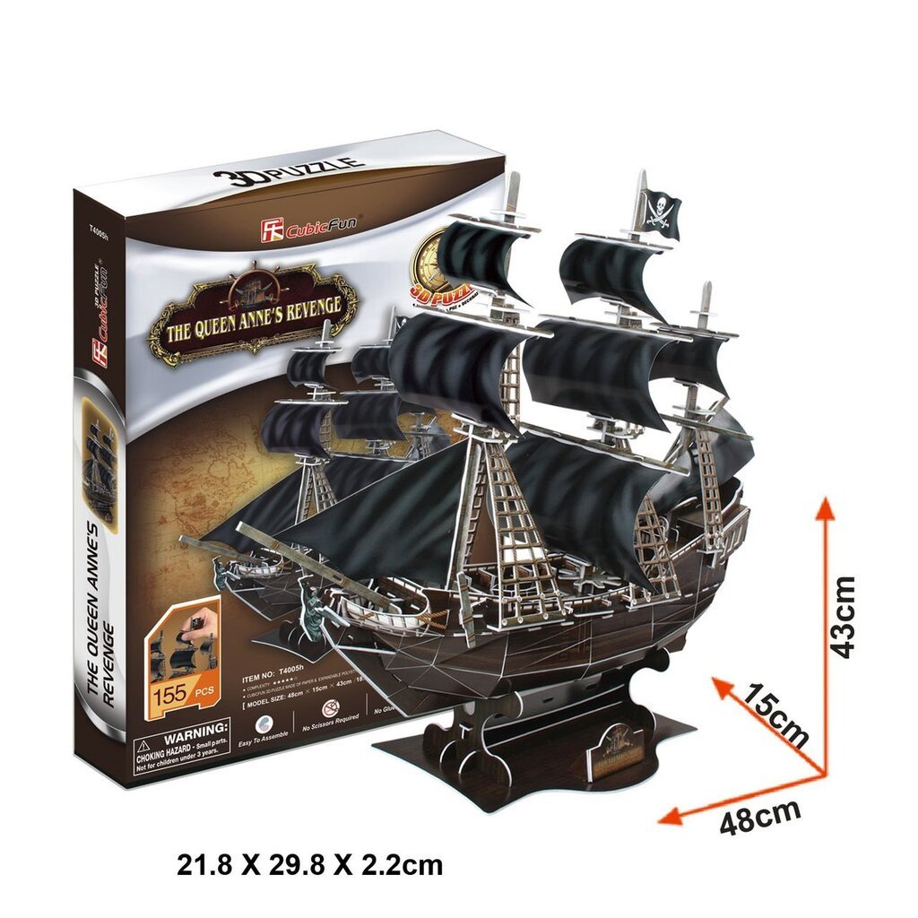 3D dėlionė CubicFun Laivas „Karalienė Ana“, 155 detalės цена и информация | Dėlionės (puzzle) | pigu.lt