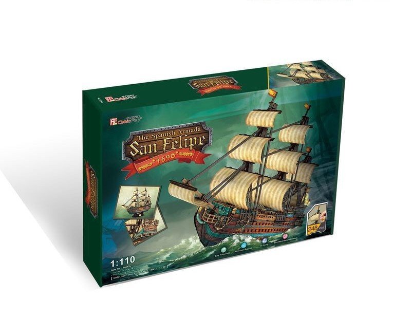 3D dėlionė CubicFun Ispanų karo laivas „San Felipe“, 248 d. kaina ir informacija | Dėlionės (puzzle) | pigu.lt