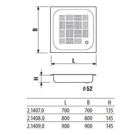 Plieninis padėklas 80X80X14 Jika цена и информация | Dušo padėklai | pigu.lt