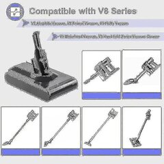 V8 6000mah pakaitinis akumuliatorius Dyson V8 Sv10 ličio jonų akumuliatorius, skirtas Dyson V8 Absolute Fluffy Animal Sv10 bevieliui rankiniam dulkių siurbliui su pakuote kaina ir informacija | Dulkių siurblių priedai | pigu.lt