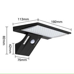 Уличный светильник с солнечной панелью, 90 светодиодов, светодиодный прожектор с датчиком движения, водонепроницаемый с 3 интеллектуальными режимами цена и информация | Настенные светильники | pigu.lt