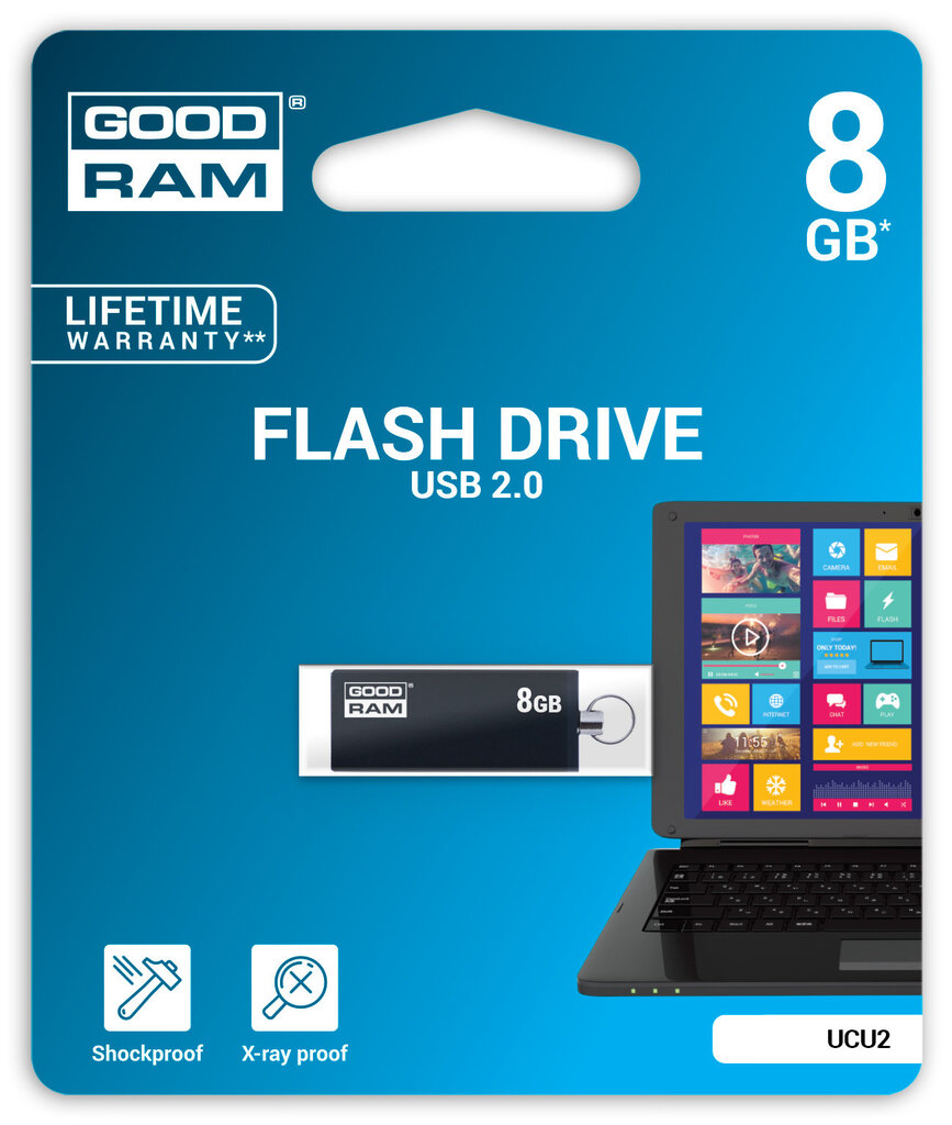 Goodram UCU2 8GB 2.0, Juoda kaina ir informacija | USB laikmenos | pigu.lt