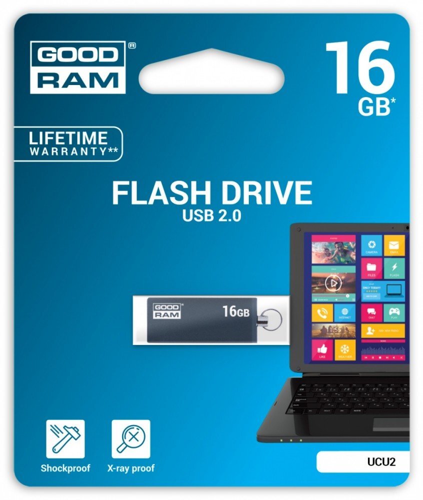 Goodram UCU2 16GB 2.0, Juoda kaina ir informacija | USB laikmenos | pigu.lt