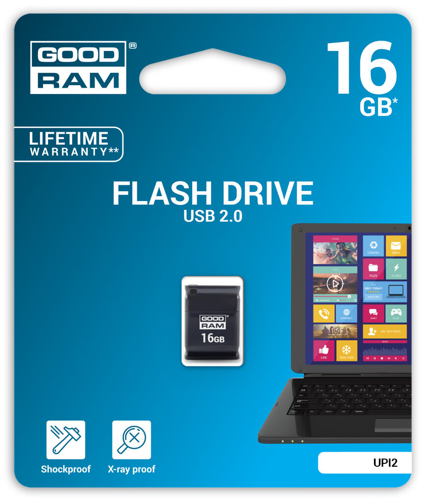 Goodram UPI2 16GB USB 2.0 kaina ir informacija | USB laikmenos | pigu.lt