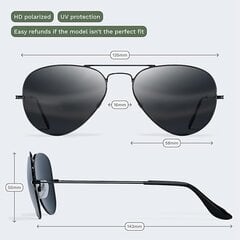 Солнцезащитные очки для мужчин и женщин Aviator Polarized Metal Mirror с защитой линз UV 400 цена и информация | Солнцезащитные очки для мужчин | pigu.lt