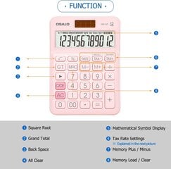 Kišeninis mažo dydžio stalinis skaičiuotuvas, 12 skaitmenų didelis LCD ekranas, pagrindinė mokesčių funkcija rankinis stalinis skaičiuotuvas su dviguba saulės baterija (rožinė) kaina ir informacija | Korpusų priedai | pigu.lt