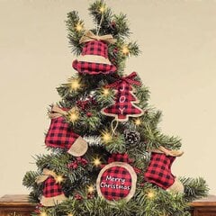 Kalėdiniai papuošimai Eglutės papuošalai, 8 vnt. Raudonas Juodas Buffalo Check Plaid Siuvinėjimas Audinys Kabantys Ornamentai, Medžio rutulio varpelio kojinės formos kabantys De kaina ir informacija | Kalėdinės dekoracijos | pigu.lt