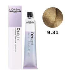 Loreal Dia Light plaukų dažai dažytiems ir jautriems plaukams, tonas tonui rūgštus, be amoniako, 50 ml 9.31 labai šviesus blondinės šviesos šviesiai pilkšvai geltonas. kaina ir informacija | Plaukų dažai | pigu.lt