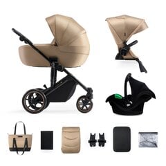 Universalus vežimėlis Kinderkraft Prime 2 3in1 Mink Pro, Sandrose Beige kaina ir informacija | Vežimėliai | pigu.lt