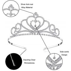 Krištolinės karūnos ir tiaros su šukuotomis galvos juostelėmis mergaitei arba moteriai Gimtadienio vakarėlis Vestuvių išleistuvės Vestuvių Kalėdos Valentino diena kaina ir informacija | Kalėdinės dekoracijos | pigu.lt