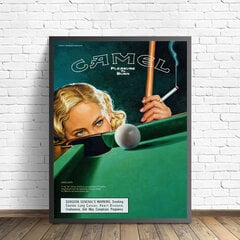 Retro stiliaus biliardo ir cigarečių reklamos drobės plakatas kaina ir informacija | Reprodukcijos, paveikslai | pigu.lt