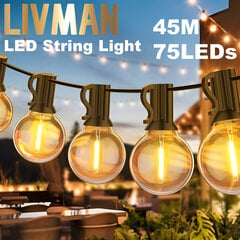 Lauko LED lemputės, 2700K, 45m, 75 LED, LIVMAN RG-E12 kaina ir informacija | Girliandos | pigu.lt