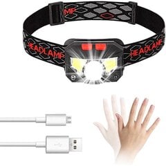 LED priekinis žibintas, USB įkraunamas priekinis žibintas su judesio jutikliu, 300 LM 8 režimų apšvietimas IPX4, atsparus vandeniui, nenutrūkstamas 30 valandų, žvejyba, stovyklavimas,... kaina ir informacija | Auto reikmenys | pigu.lt