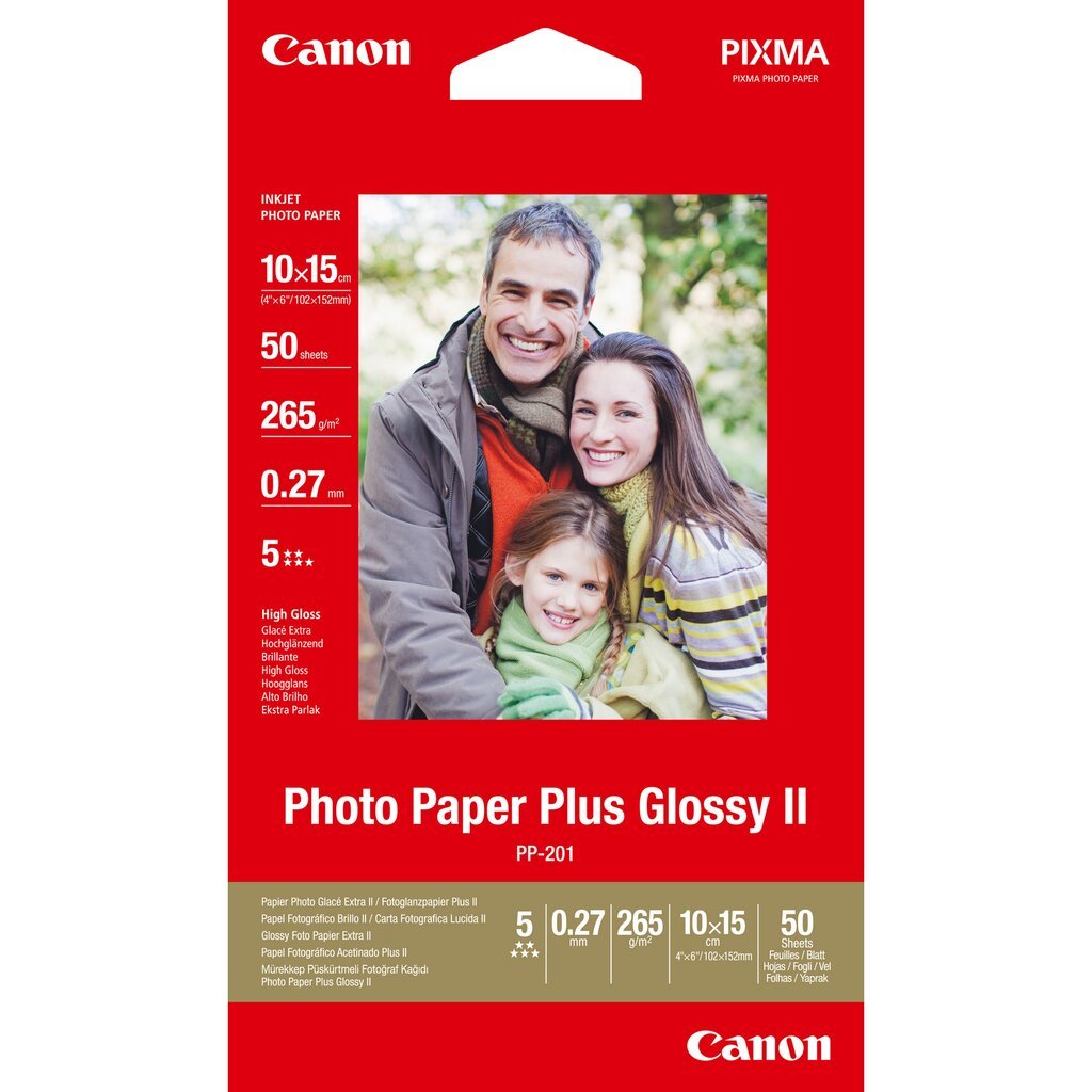 Canon PP-201 10x15 275g 50 sheets, glossy kaina ir informacija | Spausdintuvų priedai | pigu.lt