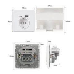 ES standarto 16a sieninio įkroviklio adapterio lizdas USB tipo A tipo C maitinimo Schuko kištukas цена и информация | ТВ-антенны и аксессуары к ним | pigu.lt