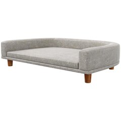 "PawHut" sofa šunims, naminių gyvūnėlių sofa katėms su pagalvėle, lova dideliems šunims, paaukštinto dizaino sofa šunims, kėdė šunims su medinėmis kojomis, pilka, 98 x 67 x 25 cm kaina ir informacija | Guoliai, pagalvėlės | pigu.lt