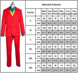 Хэллоуин мужской Джокер Артур Флек маскарадные костюмы клоун косплей костюм комплект экипировки цена и информация | Карнавальные костюмы | pigu.lt