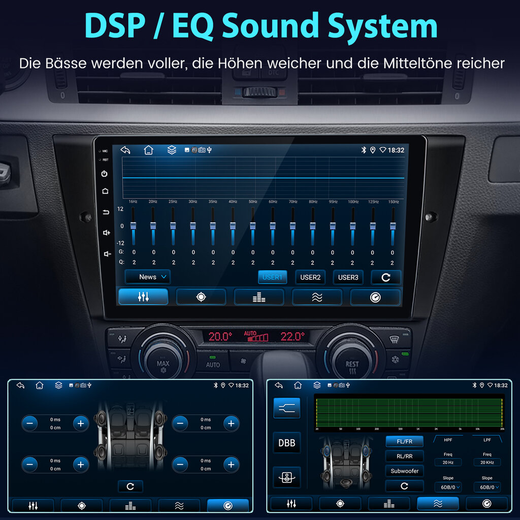 DAB+ Carplay automobilinis radijas Android 13 BMW 3 serijos E90 E91 E92 E93 2+64G GPS NAVI SWC 2din 4Core RDS FM Andriod automobiliui kaina ir informacija | Automagnetolos, multimedija | pigu.lt