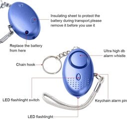 Signalizacija, asmeninė signalizacija, 5 pakuočių 140 dB raktų pakabukas su LED žibintuvėliu moterų, vaikų ir pagyvenusių žmonių saugumui kaina ir informacija | Signalizacijos | pigu.lt