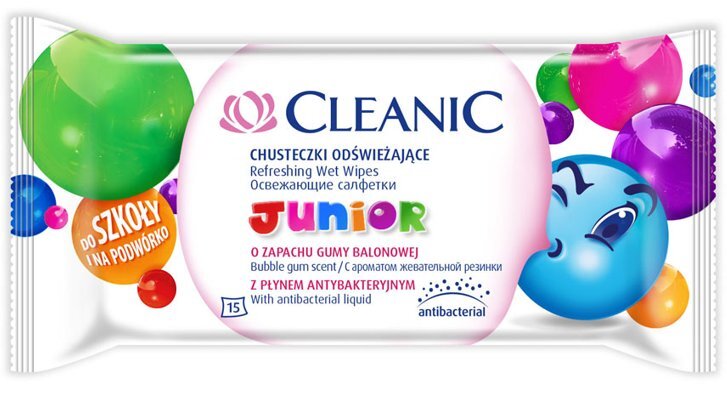 Universalios drėgnos servetėlės vaikams Cleanic Junior, 15 vnt kaina ir informacija | Vatos gaminiai, drėgnos servetėlės | pigu.lt