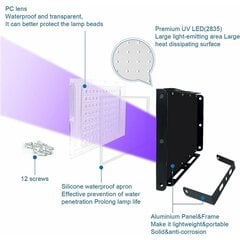 Pakuotėje yra 2 100 W vandeniui atsparūs IP65 LED UV prožektoriai, ultravioletinis apšvietimas akvariumui, vakarui, fluorescenciniai dažai, fluorescenciniai plakatai, barai, vakarėliai. kaina ir informacija | Sieniniai šviestuvai | pigu.lt