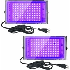 Pakuotėje yra 2 100 W vandeniui atsparūs IP65 LED UV prožektoriai, ultravioletinis apšvietimas akvariumui, vakarui, fluorescenciniai dažai, fluorescenciniai plakatai, barai, vakarėliai. kaina ir informacija | Sieniniai šviestuvai | pigu.lt