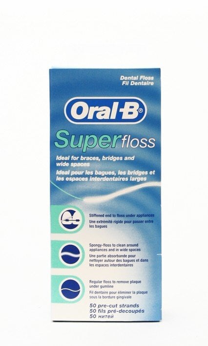 Dantų siūlas Oral-B Super Floss, 50 m kaina ir informacija | Dantų šepetėliai, pastos | pigu.lt