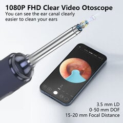 Otoskopo ausų tikrinimo kamera 1080P HD 3,5 mm IP67 vandeniui atsparus ausų valiklis su 6 LED lemputėmis ausų valymo įrankis, tinkantis IOS ir Android išmaniesiems telefonams ir planšetiniams kompiuteriams kaina ir informacija | Teleskopai ir mikroskopai | pigu.lt