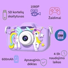 Vaikiškas fotoaparatas VIENARAGIS (violetinė spalva) kaina ir informacija | Skaitmeniniai fotoaparatai | pigu.lt