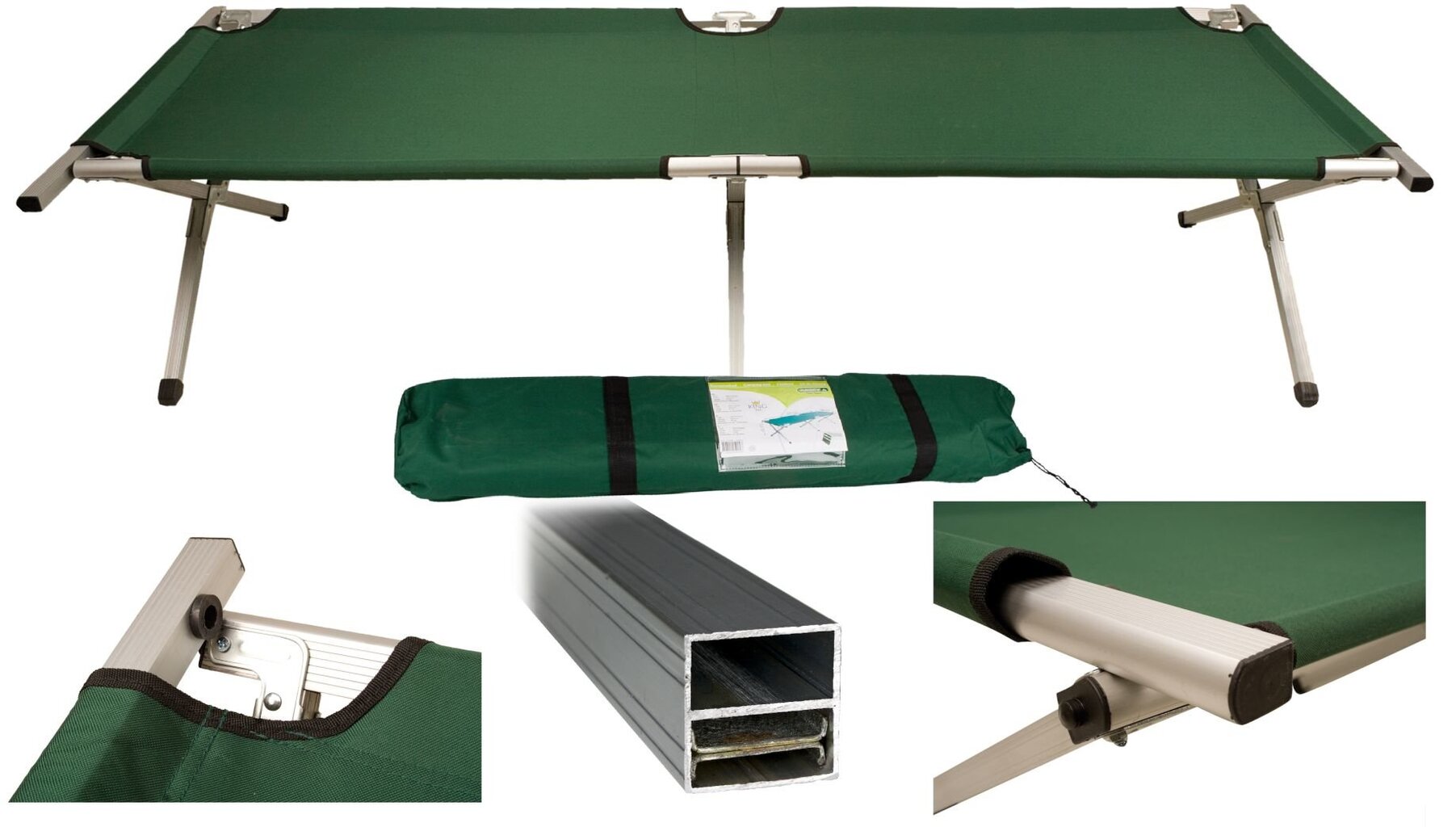 Turistinė sulankstoma lova Abbey Camp Luxurious XL, žalia kaina ir informacija | Turistiniai baldai | pigu.lt