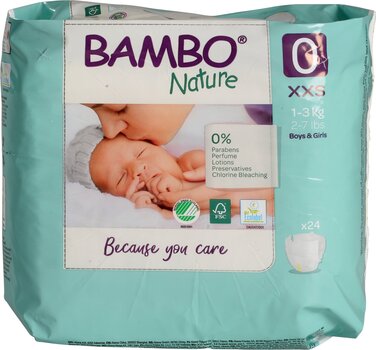 Экологические подгузники Bambo Premature, 0, 1-3 кг 24 шт. цена и информация | Подгузники | pigu.lt