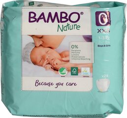 Экологические подгузники Bambo Premature, 0, 1-3 кг 24 шт. цена и информация | Подгузники | pigu.lt