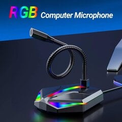 Triukšmą slopinantis USB mikrofonas Kompiuterio mikrofono kištukas ir Rgb kvėpavimo lemputė kaina ir informacija | Garso kolonėlės | pigu.lt