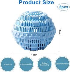 Skalbimo kamuoliukai, daugkartinio naudojimo ekologiškas skalbimo kamuoliukas, natūralūs skalbiniai цена и информация | Машинки для удаления катышков | pigu.lt