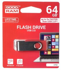 Goodram UTS3 64GB 3.0, Raudonas kaina ir informacija | USB laikmenos | pigu.lt