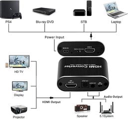 4k@60hz Hdmi garso lizdas su 1,2 m HDMI kabeliu Avedio Links Optinis Toslink Spdif + 3,5 mm Aux stereo garso išvestis HDMI garso keitiklis Adapterio skirstytuvas kaina ir informacija | Kabeliai ir laidai | pigu.lt