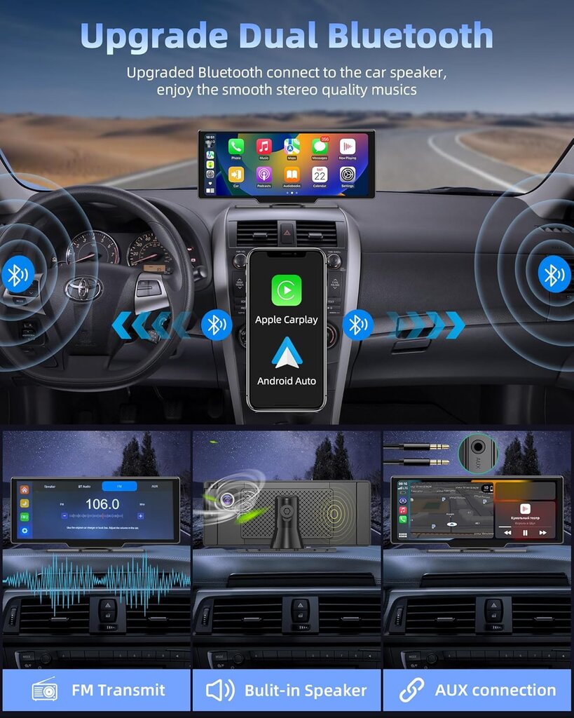 "Jansite CarPlay" su prietaisų kamera цена и информация | Automagnetolos, multimedija | pigu.lt