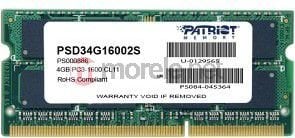 Patriot DDR3 SODIMM 4GB 1600MHz CL11 (PSD34G16002S) kaina ir informacija | Operatyvioji atmintis (RAM) | pigu.lt