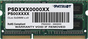 Patriot DDR3 SODIMM 4GB 1600MHz CL11 (PSD34G16002S) kaina ir informacija | Operatyvioji atmintis (RAM) | pigu.lt