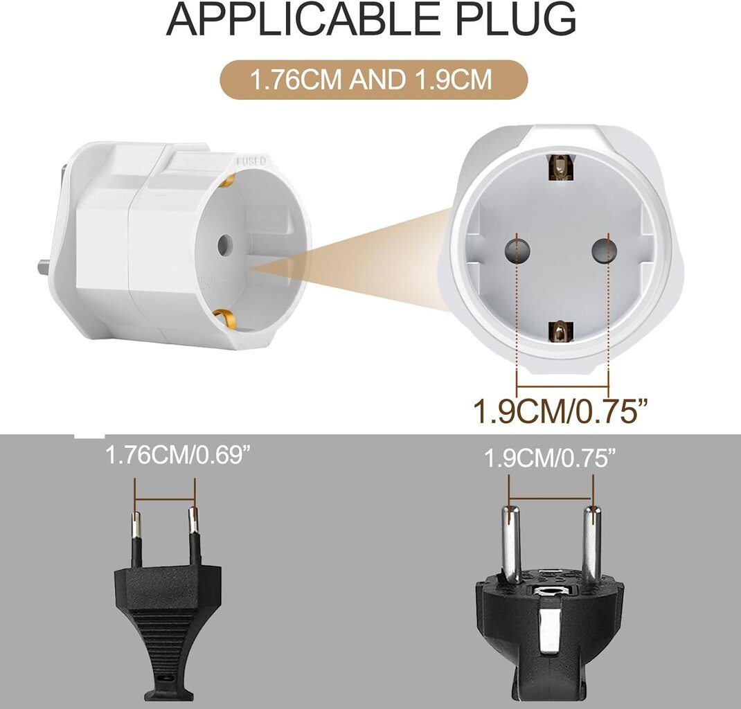 Universalus kištuko adapteris, G tipo adapteris, kelioninis adapteris angliškas kištukas į Prancūziją, skirtas Airijai, Anglijai, Škotijai, Dubajui, Maldyvams – 【2 vnt.】 цена и информация | Įtampos keitikliai | pigu.lt